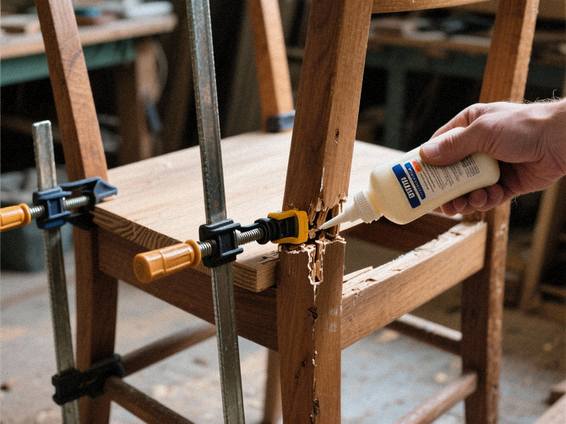 Limning af en løs træsamling på en stol