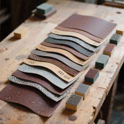Sæt med sandpapir i forskellige kornstørrelser